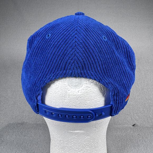 Aviator Nation Hat Cap Snap Back Blue Corduroy Mountain Patch Retro Stripe Mens - Picture 5 of 12